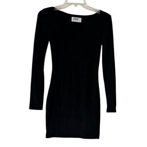 SEEK Black Ribbed Long Sleeve Bodycon Sweater Dress Size S Minimalist